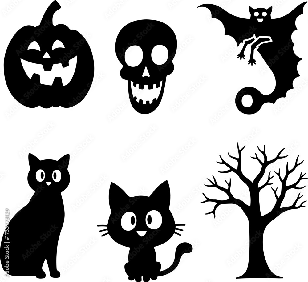 Fototapeta premium Witchcraft and Magic Items Silhouette Set