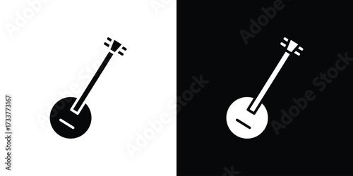Banjo icon illustration element design. black glyph icons