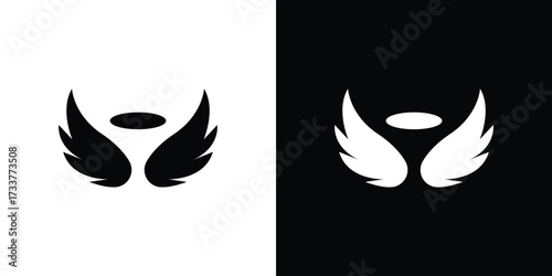 Angel icon illustration element design. black glyph icons