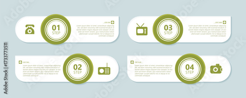 Modern Infographic Round Step Icon Presentation Minimalist Data Visualization Template