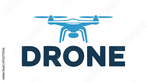 Modern drone logo with text 'drone' for technology and aerial services