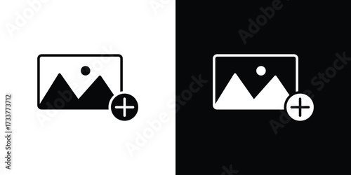 Add image icon illustration element design. black glyph icons