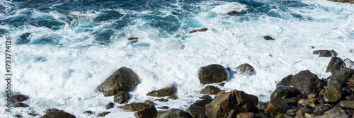 Wallpaper Mural Panoramic image. Waves on the rocky coast Torontodigital.ca