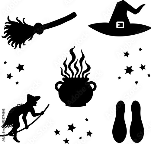 Witchcraft and Magic Items Silhouette Set 
