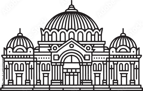 Japan Fine Arts Pavilion Vector Landmark Architecture World Fair Travel Outline
