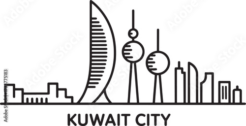 Kuwait City Silhouette Vector Graphic Middle East Destination Isolated