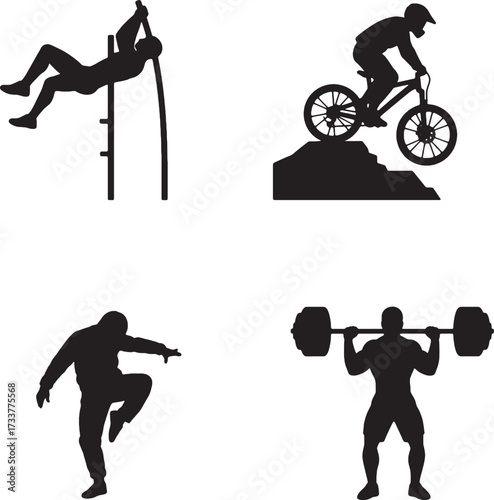Silhouette of a Pole Vaulter in Action Reaching for the Top.