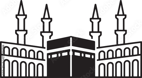 Kaaba Mecca Vector Minimalist Outline Style Architecture Travel Landmark Islam