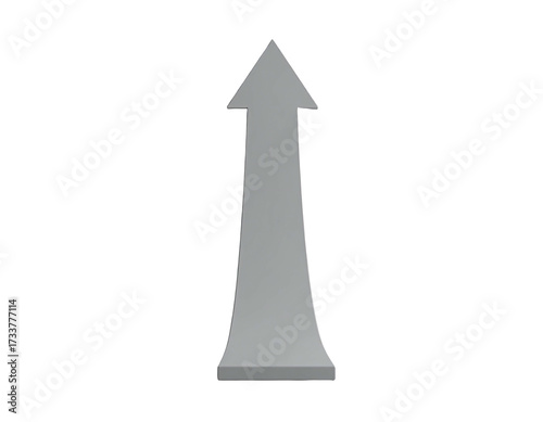 A tall gray arrow pointing upwards against a black background
