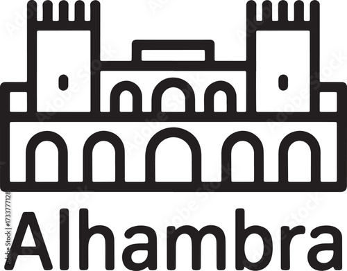 Alhambra Palace Granada Spain Minimalist Icon Architectural Landmark European History
