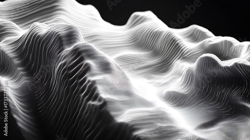Abstract Monochrome Topography: Undulating Surfaces and Layered Textures