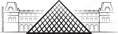 Louvre Pyramid Landmark Illustration Vector Paris France Architecture Sightseeing Art