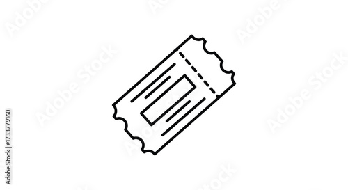 Simple black and white line drawing of a single ticket illustration