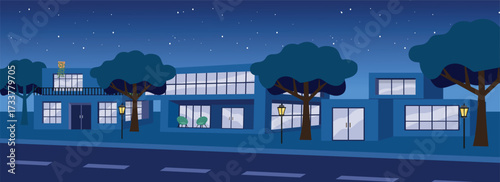 Power Outage Home Scene. Blackout House Illustration. Dark House at Night. Modern residential. City house. Midnight house. Home landscape.