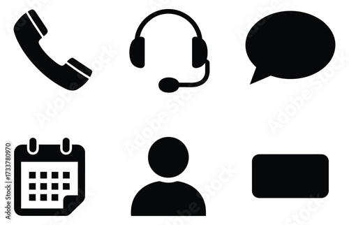 WebEssential icons for communication, scheduling, and user representation, perfect for modern business and digital interfaces.