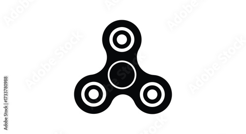 Simple black and white illustration of a three lobed fidget spinner toy