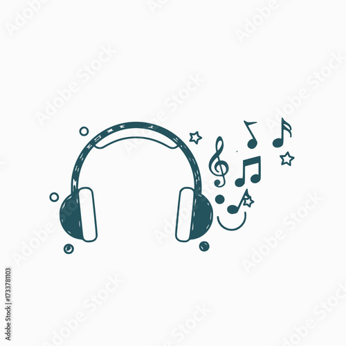 Vector illustration of music headphones on white background