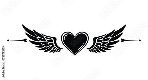 A black heart with spread wings a symbol of love and freedom