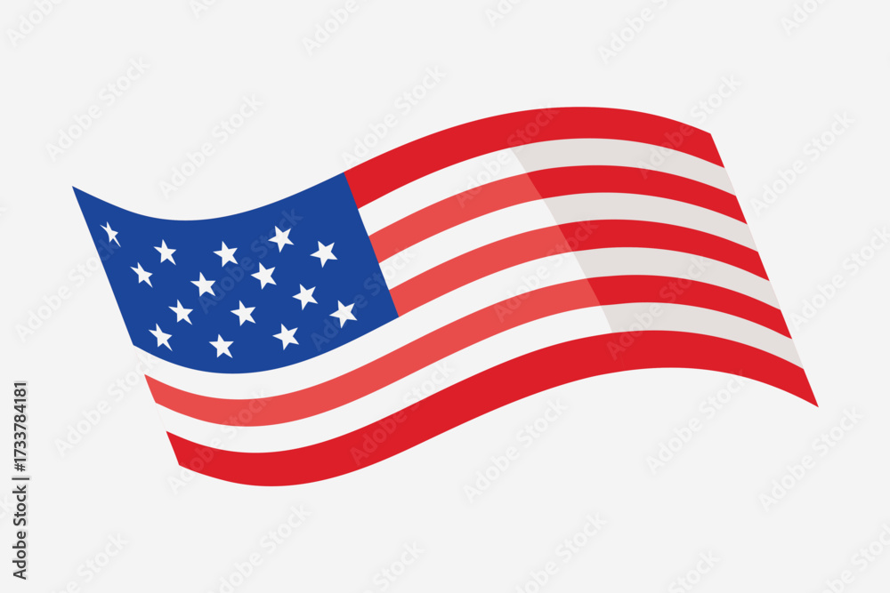 Obraz premium Illustration of a Stylized American Flag with Red and White Stripes and Stars on Blue Field