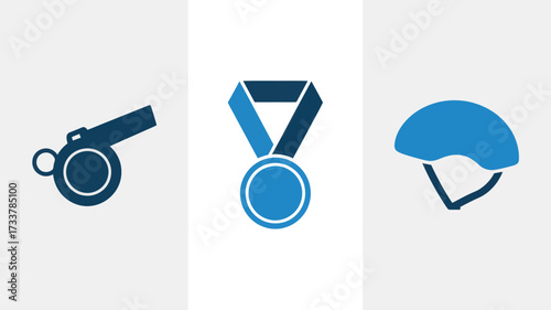 Set of sports equipment icons simple flat vector design elements isolated on white background for web and mobile apps