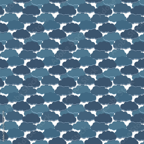 Seamless pattern of stylized dark clouds for a moody or stormy background.