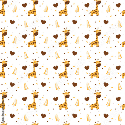 Baby giraffe seamless pattern for nursery textiles, wrapping paper, and children room decor