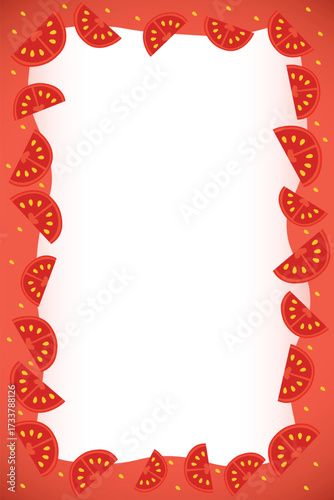 Tomato slices border perfect for food design, decorative frame for kitchen projects