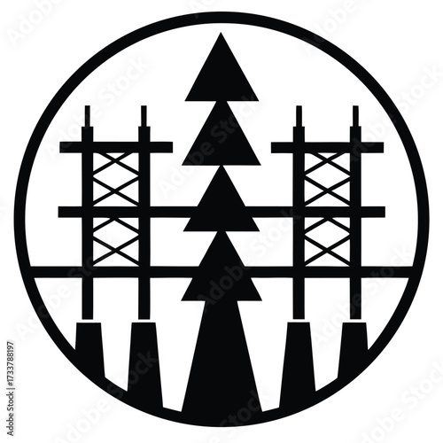 Electric Substation Grid Background Icon
