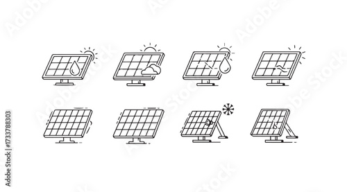 Vector art of solar panel icon set