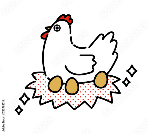 金の卵を産むニワトリのイラスト