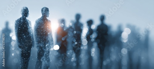 Innovative team connecting through technology for global success, showcasing digital transformation and future trends in a dynamic, interconnected world