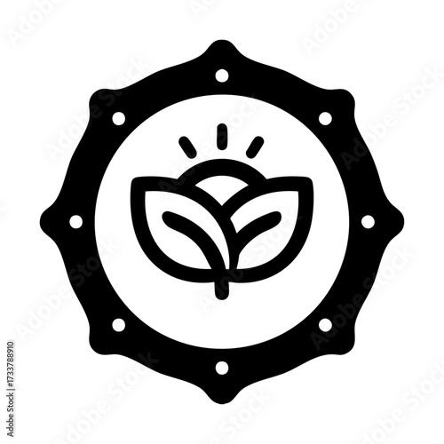 Eco leaf organic certification badge symbolizing environmentally friendly products, sustainable agriculture, and natural practices for green businesses and eco-conscious consumers.