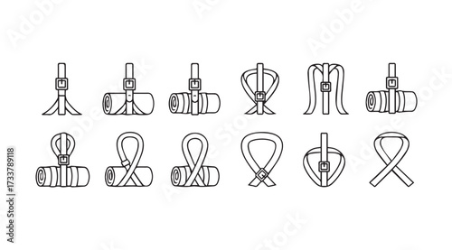 Vector art of sleeping bag icons set