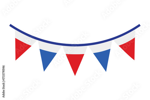 Red White Blue Pennant Banner Decoration Celebration Garland Festive Bunting Pennants