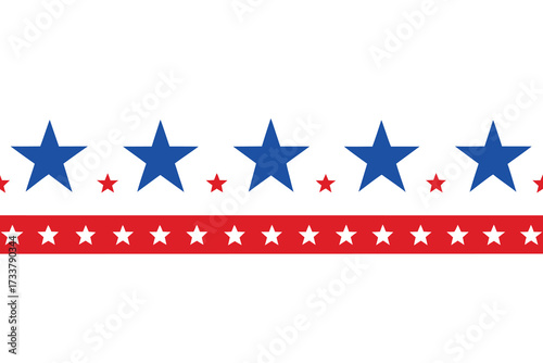 Red, White, and Blue Stars Pattern Border with Patriotic American Theme Design