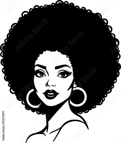 Beautiful Afro Hairstyle Black Woman Portrait 