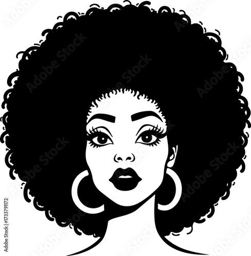 Beautiful Afro Hairstyle Black Woman Portrait 