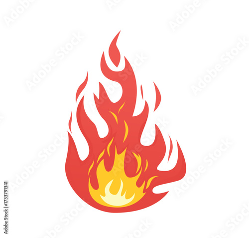 Flame Illustration Red and Yellow Fire. Burning Clipart, Vector Illustration