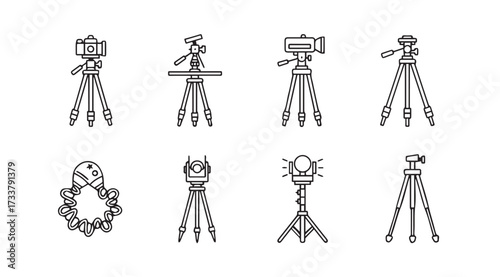 Vector art of set of tripods