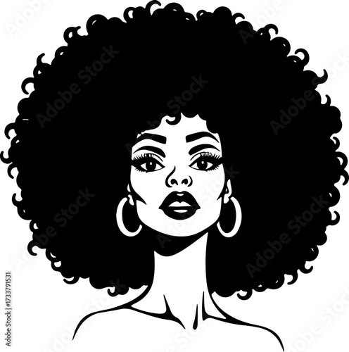 Beautiful Afro Hairstyle Black Woman Portrait 