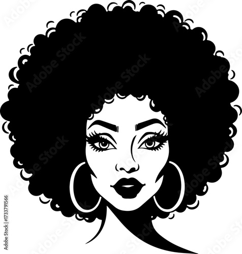 Beautiful Afro Hairstyle Black Woman Portrait 