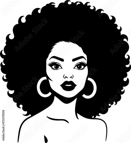 Beautiful Afro Hairstyle Black Woman Portrait 