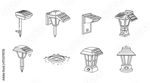 Vector art of solar lamp collection