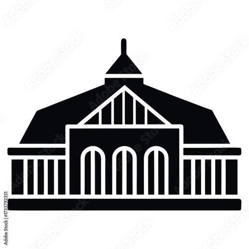 Exhibition Hall Building Background Icon