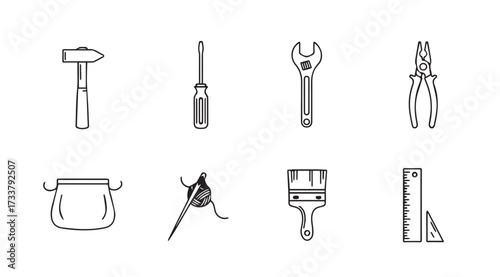 Vector art of hand tools set icon