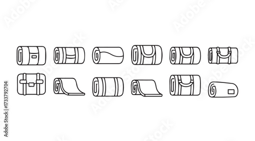 Vector art of sleeping bag set icon