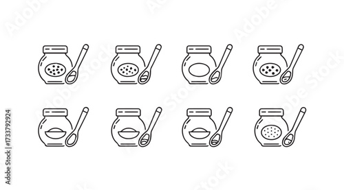 Vector art of jars outline icons