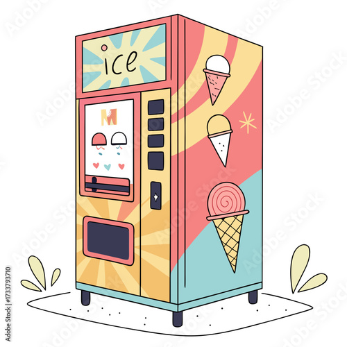 Bright ice cream vending machine vector illustration