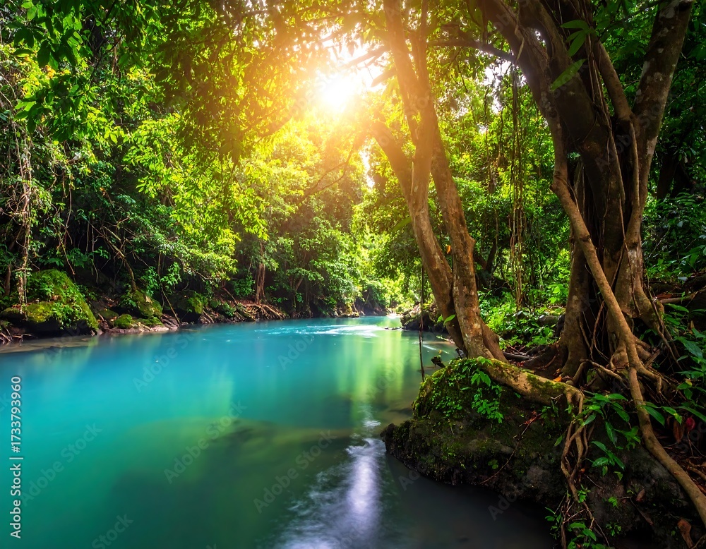 Fototapeta premium Lush tropical river scene