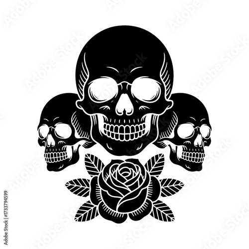 Skull and Vintage Tattoo T-shirt Vector Designs and Edgy, Punk-Inspired Graphics & Retro Tattoo Illustrations for Custom Graphic Tees-15